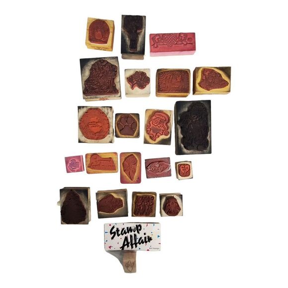 Lot of 21 Rubber Stamps Assorted Christmas Teapot Bears Paw Rose Scrapbooking - Picture 2 of 7